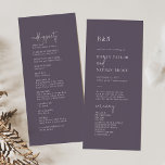 Modern Chic Plum Purple Flat Wedding Program Programme<br><div class="desc">This minimalist chic plum purple flat wedding program is perfect for a simple wedding. The minimalist boho design features rustic unique and stylish bohemian typography in a dark moody eggplant purple colour. Include the name of the bride and groom, the wedding date and location, thank you message, order of service,...</div>