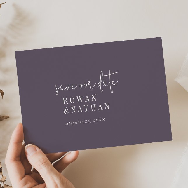 Modern Chic Plum Purple Wedding Save The Date (Creator Uploaded)