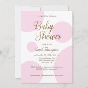 Modern Chic Polka dot pink Gold  Baby Shower  Invitation