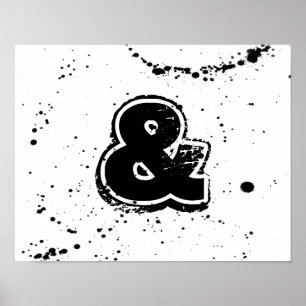 modern chic poster ampersand in black and white