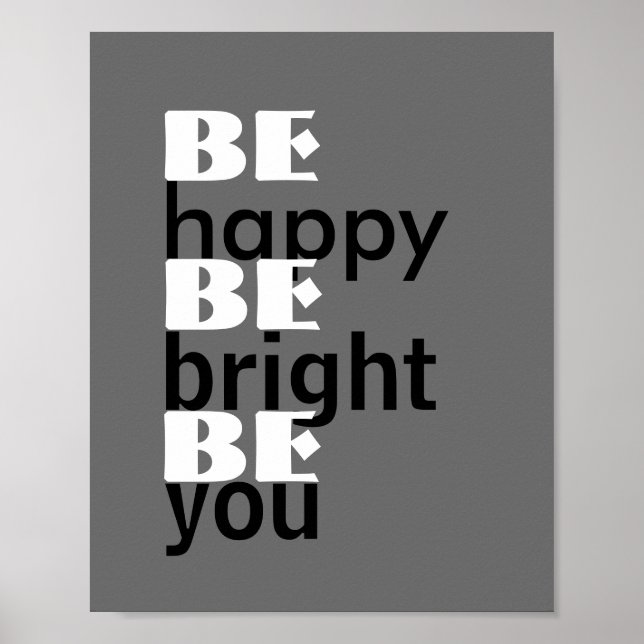 modern chic poster be happy quote (Front)