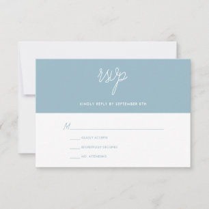 Modern Chic Powder Blue and White Wedding RSVP Card