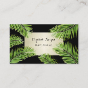 Modern Chic Professional ,Black,Palm Leaves Business Card