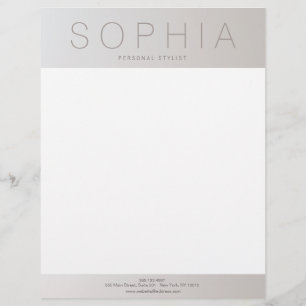 Modern Chic Professional Luminous Silver Letterhead