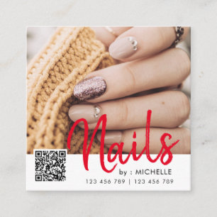 Modern chic QR code nails photo business cards