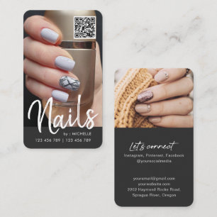 Modern chic QR code photo business card for nails