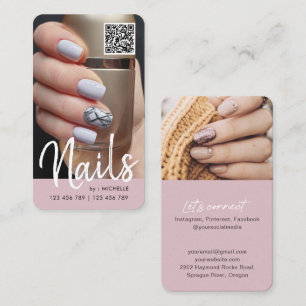 Modern chic QR code photo business card for nails