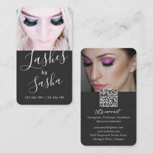 Modern chic QR code trendy lash photo Business Car Card