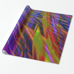 Modern Chic Rainbow Feather-Like Tartan Plaid Wrapping Paper