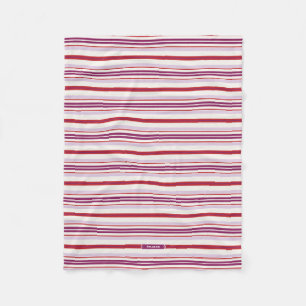 Modern chic red and purple stripes fabric fleece blanket