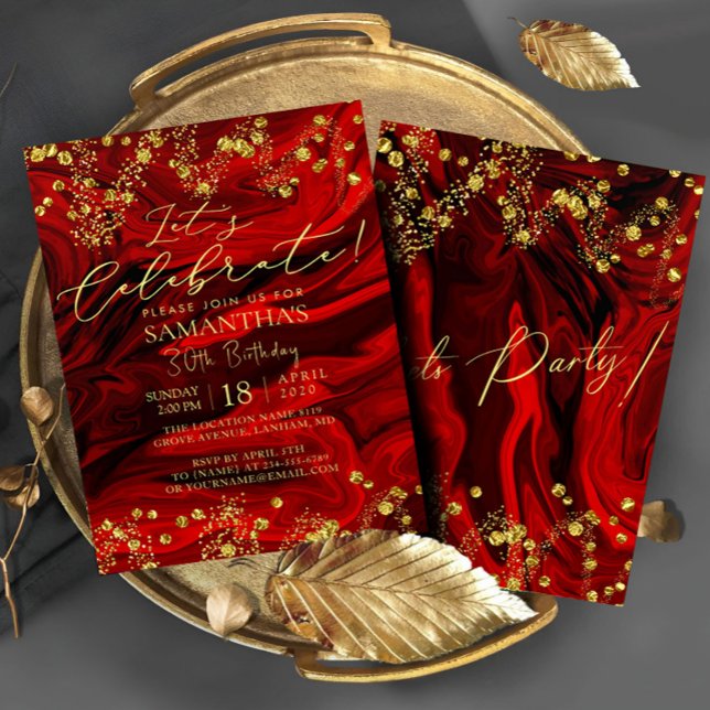 Modern Chic Red Birthday Party Invitation (Creator Uploaded)
