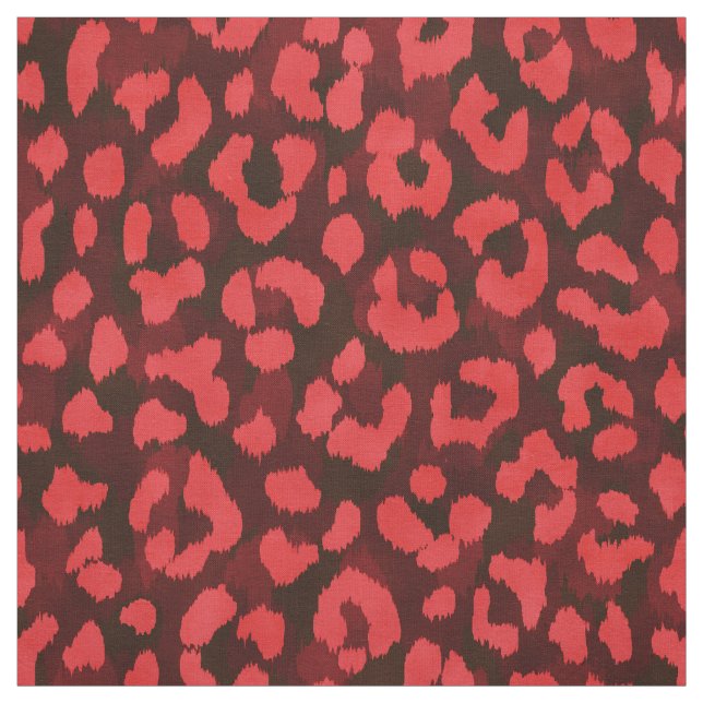 Modern chic red brown cheetah print pattern fabric (Swatch)