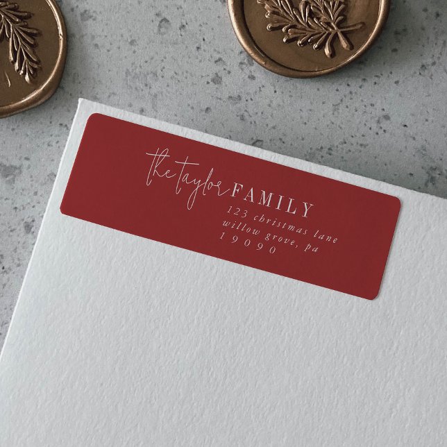 Modern Chic | Red Family Return Address Label (Creator Uploaded)