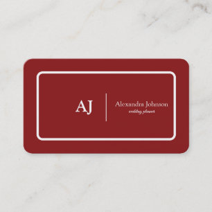 Modern Chic Red Monogram Stylish Trendy Business Card