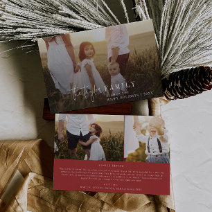 Modern Chic   Red Photo Overlay Family News Holiday Card