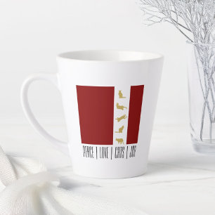 Modern Chic Red White and Gold Cat Lover Christmas Latte Mug