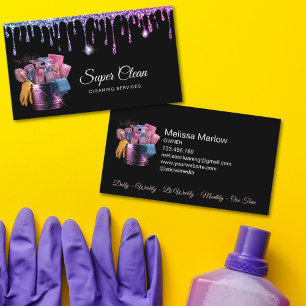 Modern Chic Residential Commercial House Cleaning Business Card