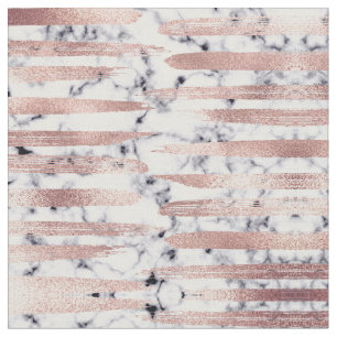 Modern Chic Rose Gold Brushstrokes Marble Fabric