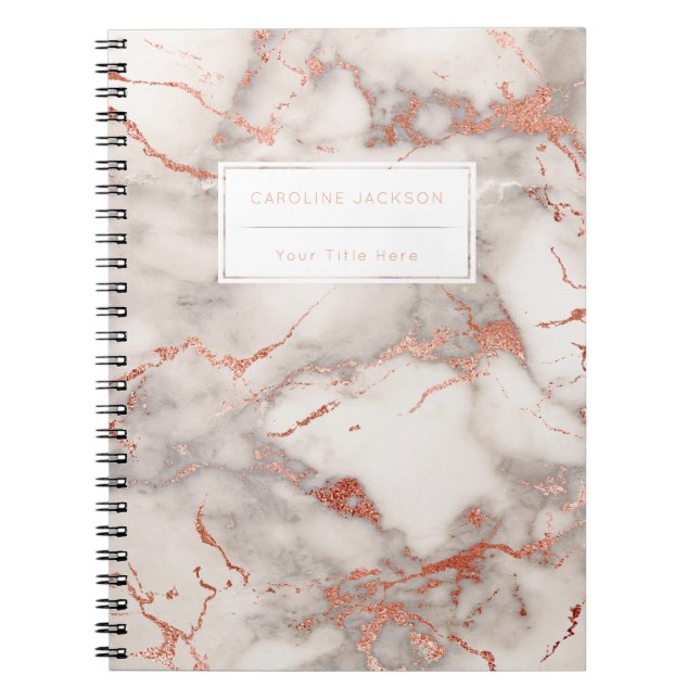 modern chic rose gold marble spiral notebook (Front)