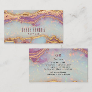 Modern Chic   Rose Gold Opal Business Card