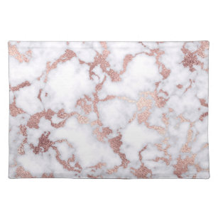 Modern Chic Rose Gold White Marble Stone Pattern Placemat