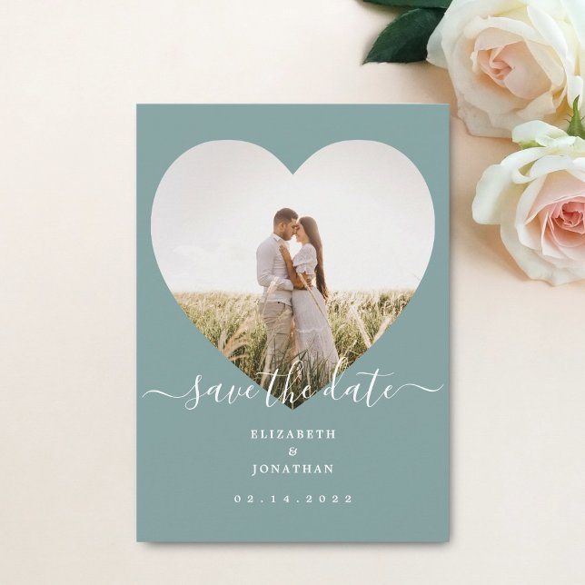 Modern Chic Rustic Mint Green Wedding Picture Save The Date (Creator Uploaded)