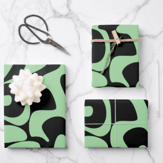 Modern Chic Sage Green Black Trendy Wrapping Paper Sheet