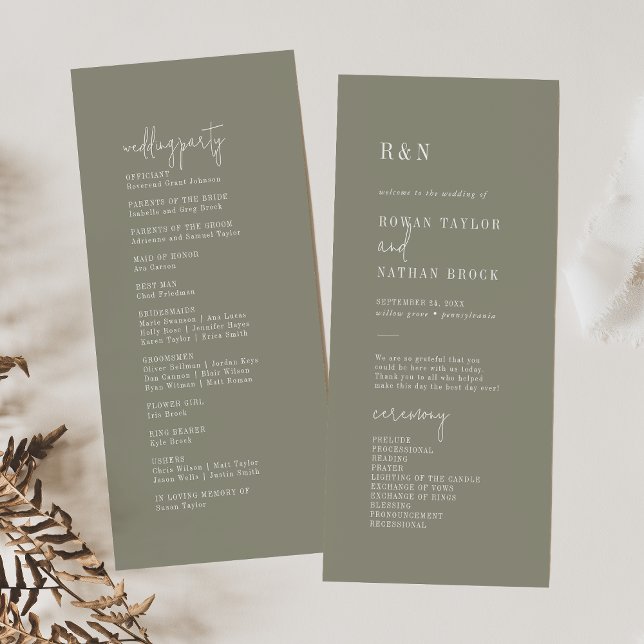 Modern Chic Sage Green Flat Wedding Program Programme (Creator Uploaded)