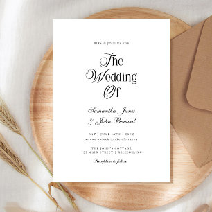 Modern Chic Script Black Elegant Wedding  Invitation