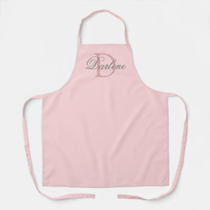 Modern Chic Script Blush Pink Monogram Name Apron
