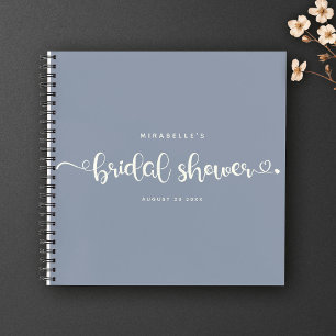 Modern Chic Script Bridal Shower Blue Simple Guest Notebook