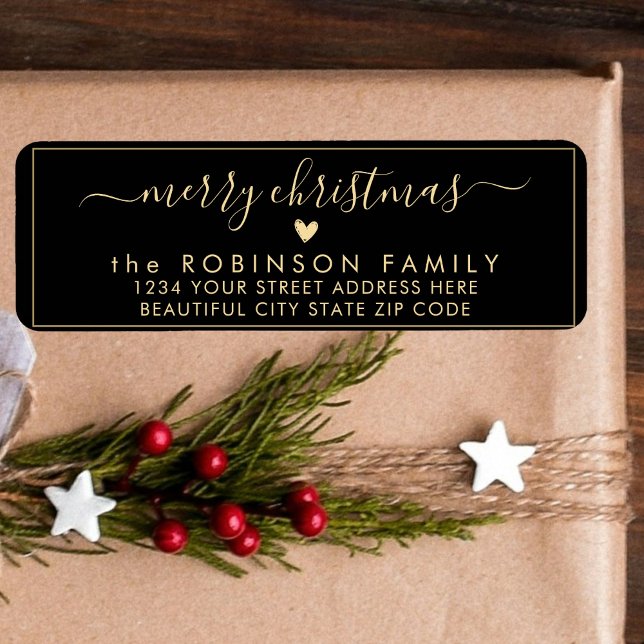 Modern Chic Script Christmas Return Address Label (Creator Uploaded)
