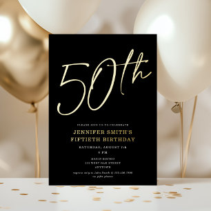 Modern Chic Script Fiftieth 50th Birthday Party