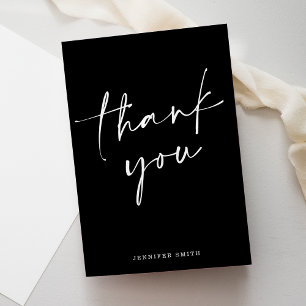 Modern Chic Script Folded Thank you Card w/ Name