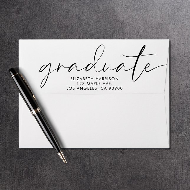 Modern Chic Script Graduation Return Address Envelope (Creator Uploaded)