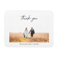 Modern Chic Script Handwriting Wedding Photo Magne
