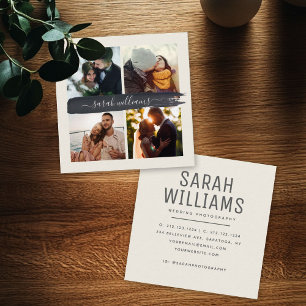 Modern Chic Script Instagram Wedding Photographer Square Business Card
