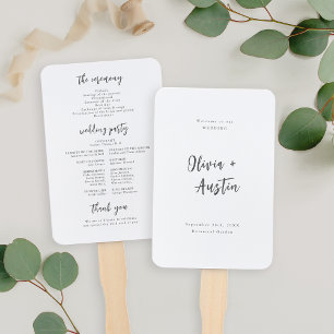 Modern Chic Script Minimalist Wedding Hand Fan