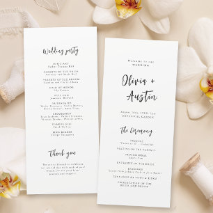Modern Chic Script Minimalist Wedding Program Programme