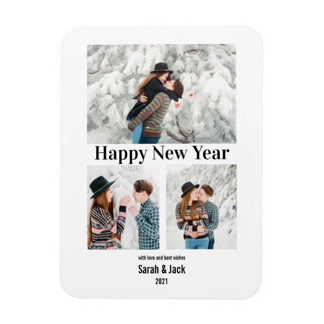 modern chic script photo happy new year magnet (Vertical)