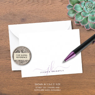 Modern Chic Script Purple Monogram Initials Card