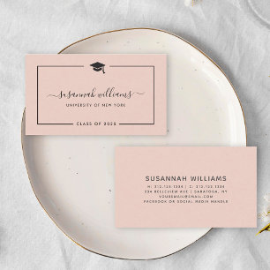 Modern Chic Script Rose Graduation Calling Card