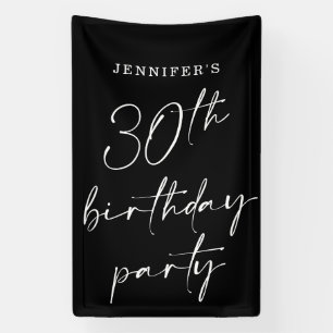 Modern Chic Script Thirtieth 30th Birthday Party Banner