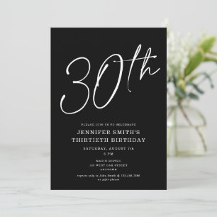 Modern Chic Script Thirtieth 30th Birthday Party Invitation