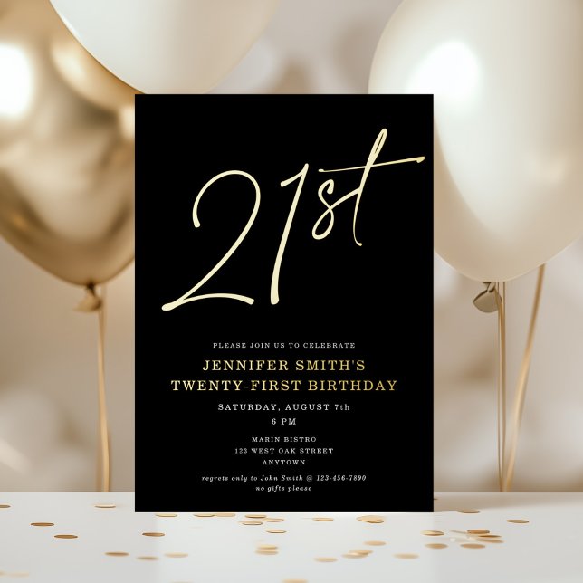 Modern Chic Script Twenty-One 21st Birthday Party (Creator Uploaded)