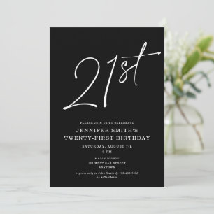 Modern Chic Script Twenty-One 21st Birthday Party Invitation