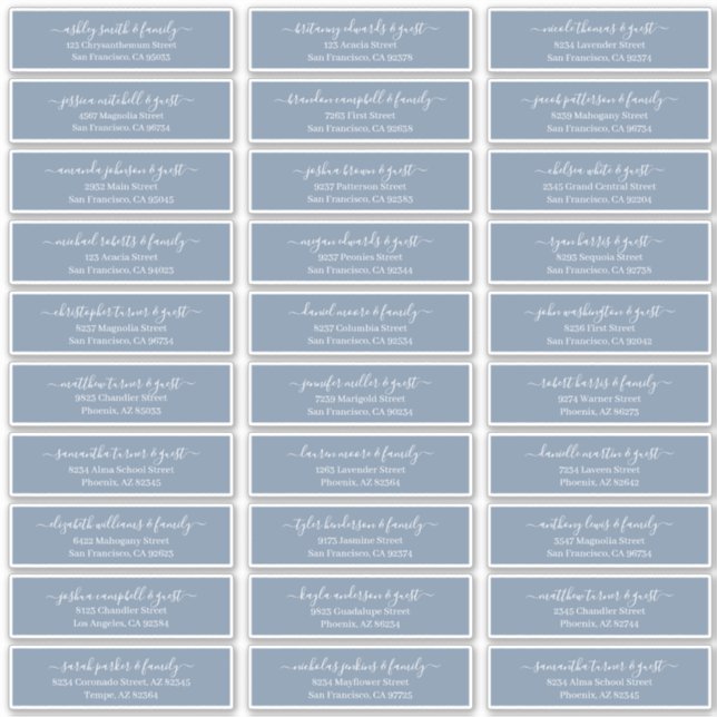 Modern Chic Script Wedding Guest Names Address (Front)