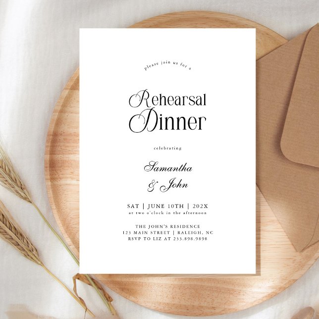 Modern Chic Script Wedding Rehearsal Dinner Invitation (Creator Uploaded)