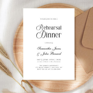Modern Chic Script Wedding Rehearsal Dinner Invitation