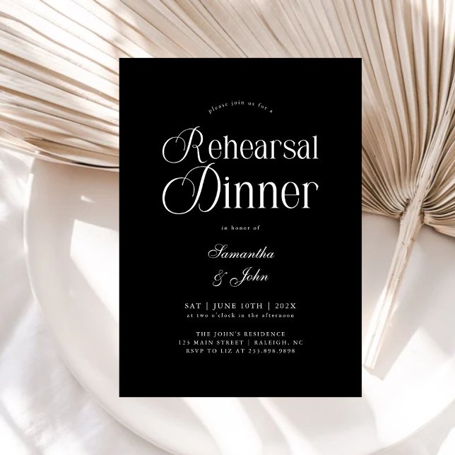 Modern Chic Script Wedding Rehearsal Dinner Invitation (Creator Uploaded)